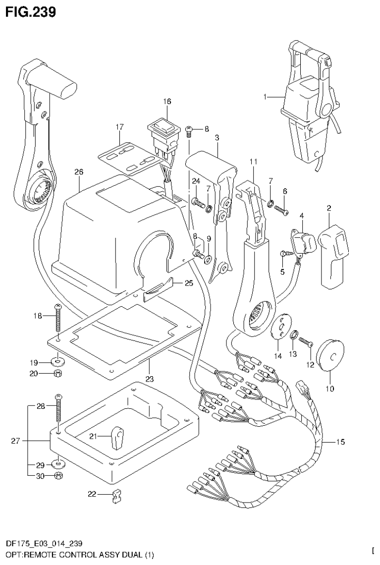 Suzuki DF175ZG OPT:REMOTE CONTROL ASSY DUAL (1) parts diagram